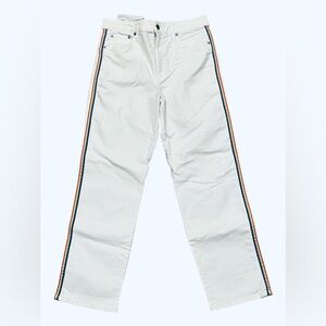 NWT Sundry Rainbow side stripe white jeans 28 cropped pants pride rainbow